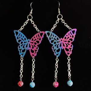 Handmade Handpainted Butterfly Earrings